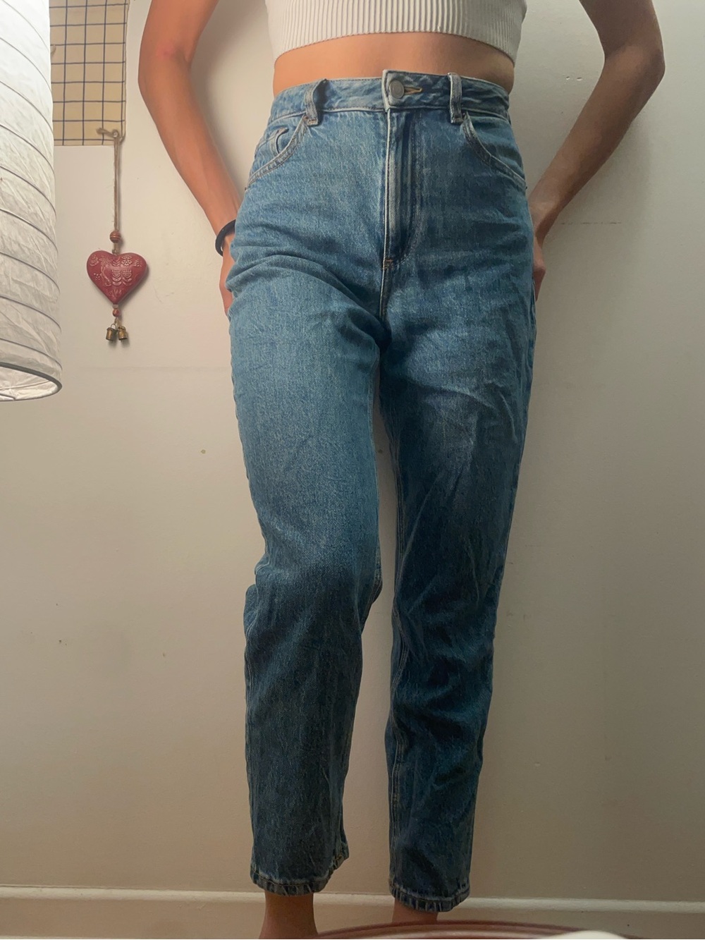 Dynamite High-Rise Straight Leg Jeans - Denim Blue
